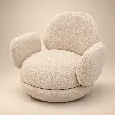 Sillón bouclé crema sobre fondo beige.webp