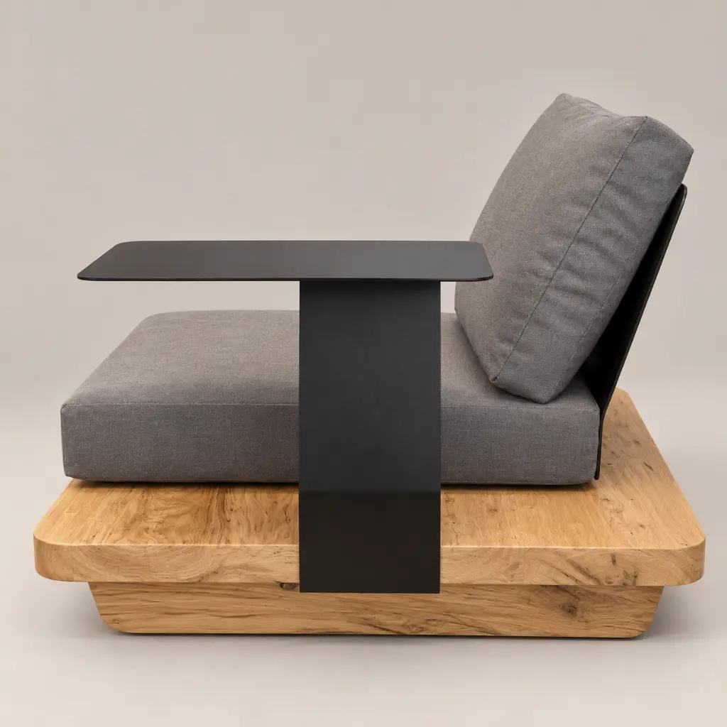 Sillón moderno con mesa integrada.webp