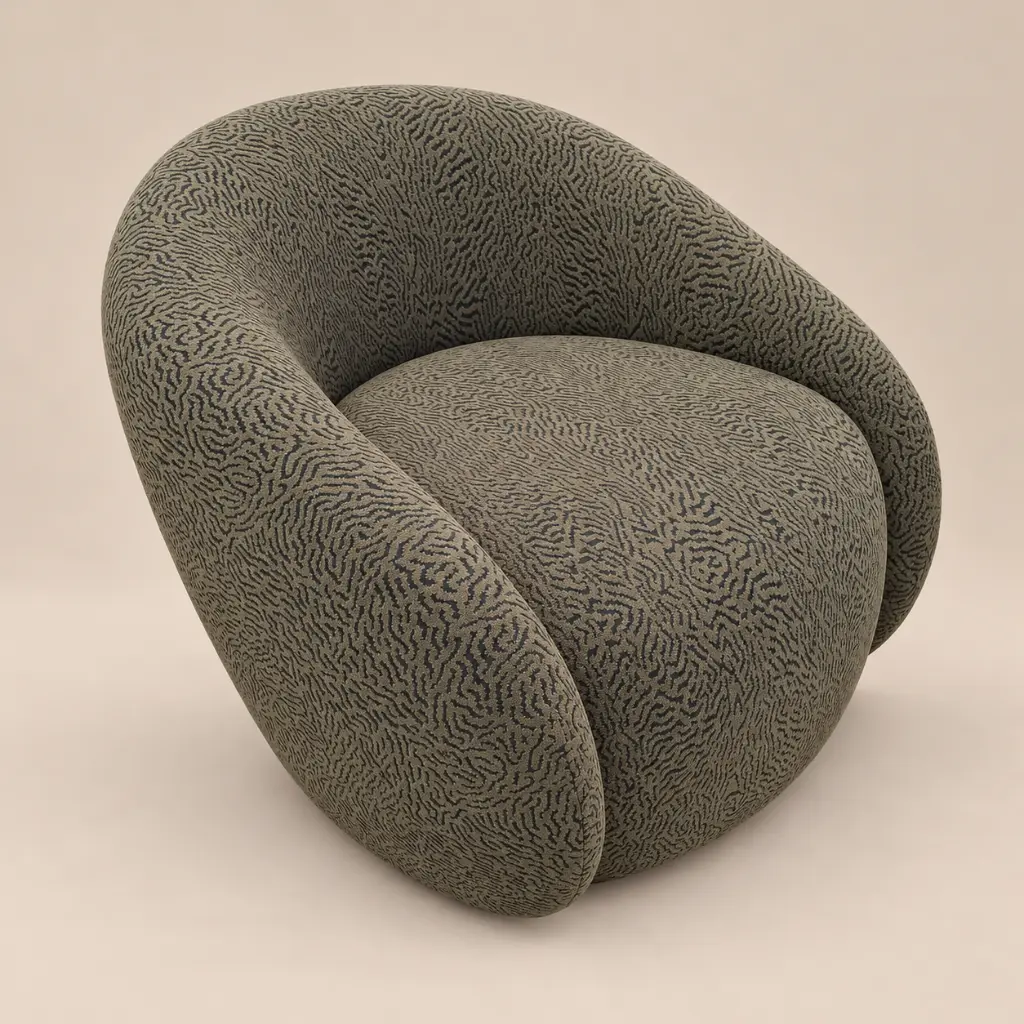 Sillón orgánico verde oliva texturizado.webp