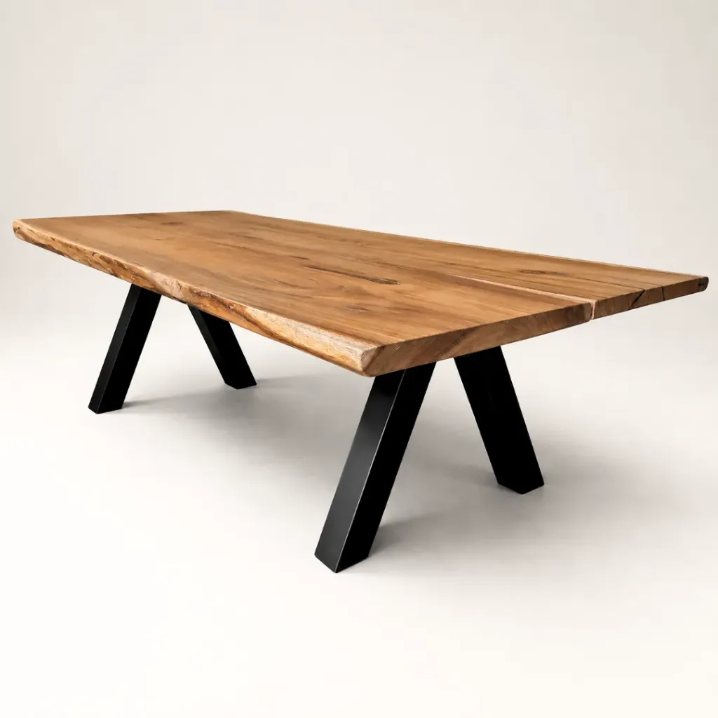 Mesa Lonja Cedro Moro/Timbo 2" Hasta 300 x 120 x 75 cm Pata Metal Epoxi