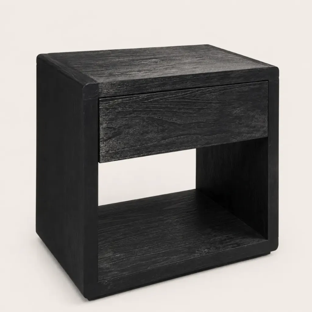 Mesa de Luz Toronto - 60x40xh60 - Madera Negra Texturada