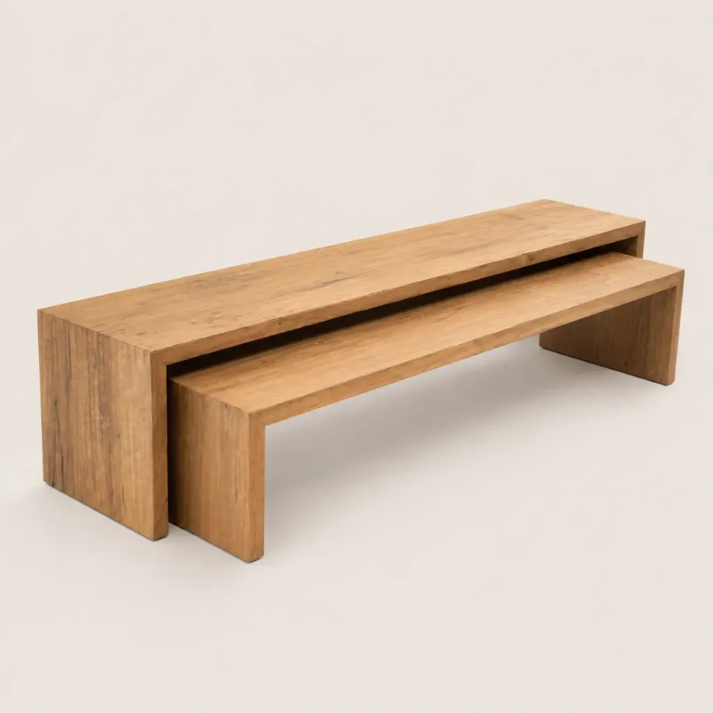 Set Mesa Ratona Lisboa - 190x45xh45+180x35xh35 - Laurel/Kiri 2'