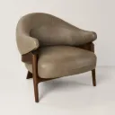 Poltrona Dom Lustre Imbuia Cuero Concreto