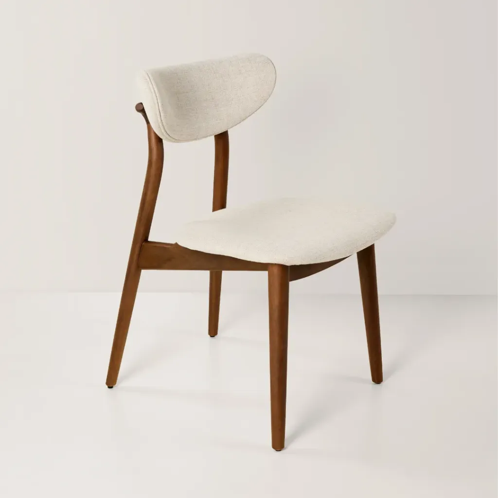 Silla Sotile Imbuia Tela Beige