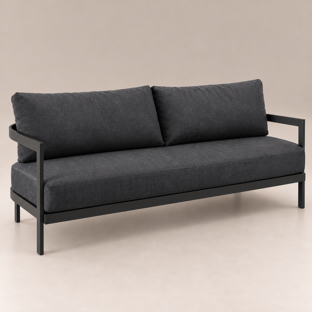 Sillon Curve 3 Cuerpos Metal Epoxi Negro Tapiceria Outdoor
