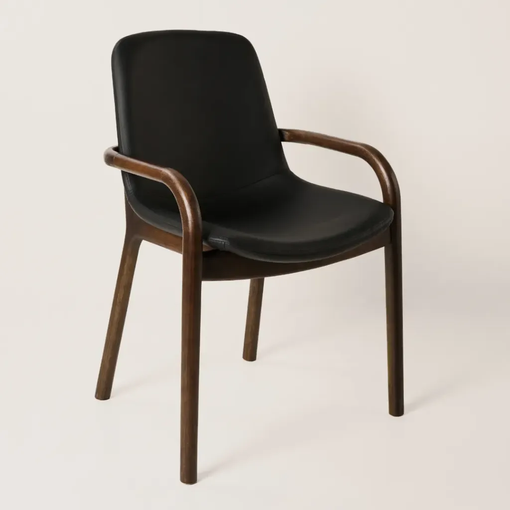 Silla Lynae Brazo (j) Oscura Cuero Negro