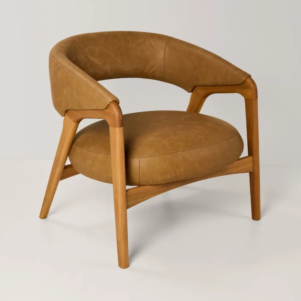 Poltrona Arc Natural  Cuero Camel