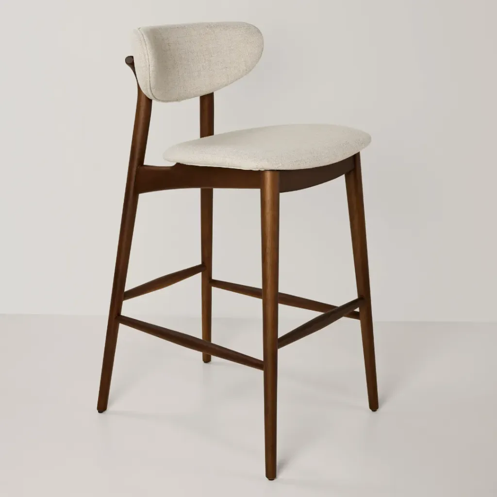 Banqueta Sotile Alta Imbuia tela Beige