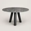 Mesa Carentan D120xH75 - Tapa Granito Negro Boreal Leather - Pata Metal Epoxi