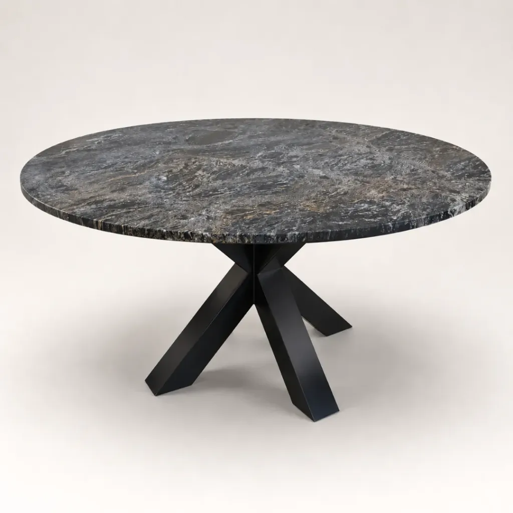 Mesa XX D120 Tapa Granito Negro Boreal Leather Patas Metal Epox Negro