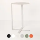 Mesa de Arrime Alta Patas Cruz D40xh60- Metal Epoxi Blanco