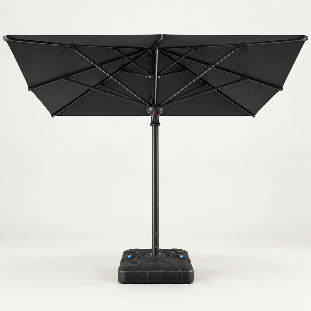 Sombrilla Aria Led 4x4 Gris Oscuro con Base y Funda