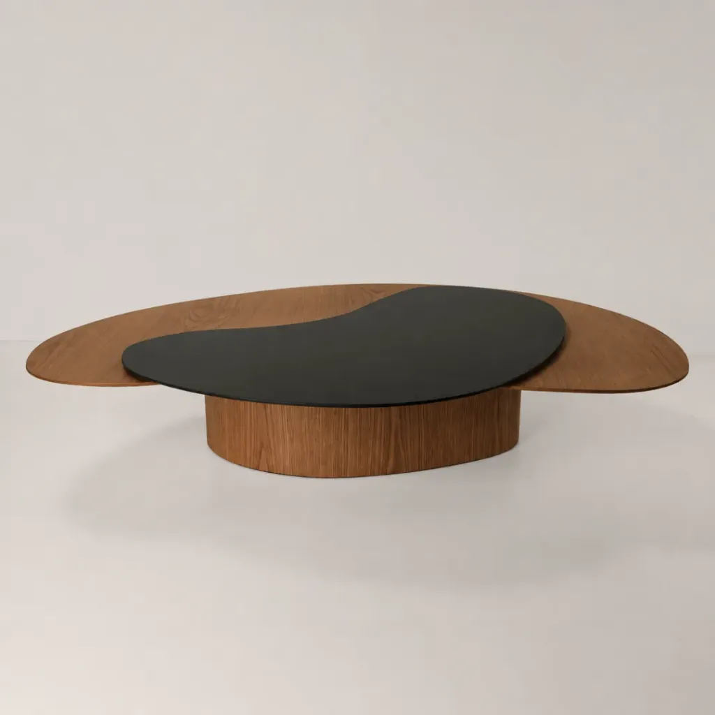 Mesa Centro Gota 150 x 100 Lustre Space Gray / Negro