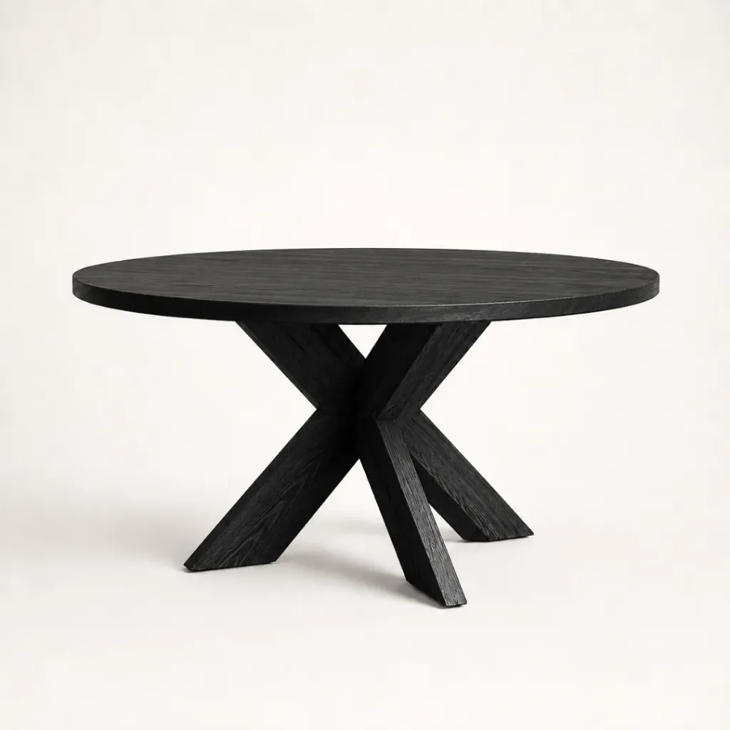 Mesa XX D120 Tapa Negra Patas Madera Negra