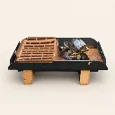 Brasero Firepit Porto Metal 120 x 80 x 40 cm Natural con Parrilla y Bandeja de Fuego
