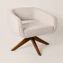 Poltrona Mimo Giratoria Tapizada Tela Blanca