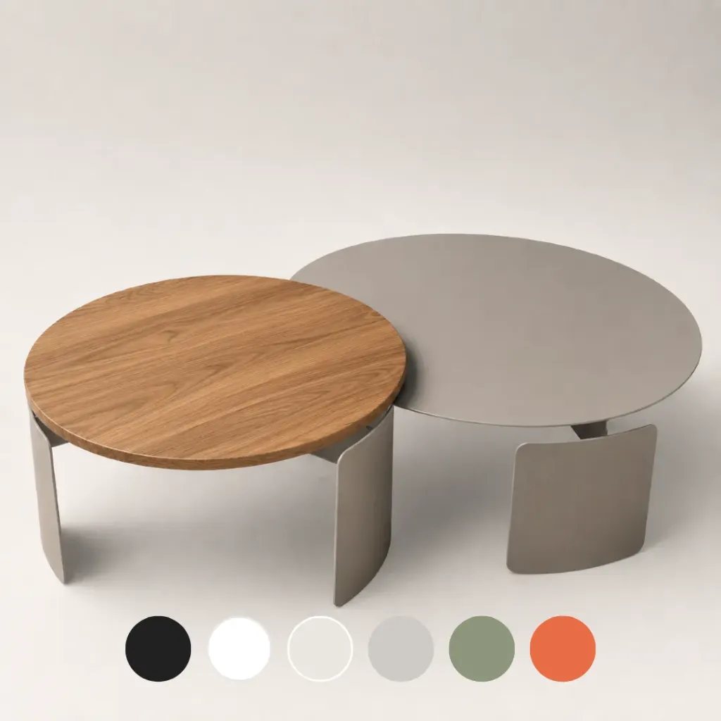 Mesa Ratona Roterdam Metal Epoxi - Tapa D110 H46 Tapa Petiribi E 2cm