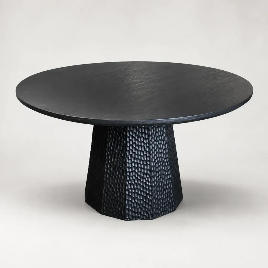 Mesa Niza Azuelada Ø 130 x Alto 75 Cm Negro Borde Bisel