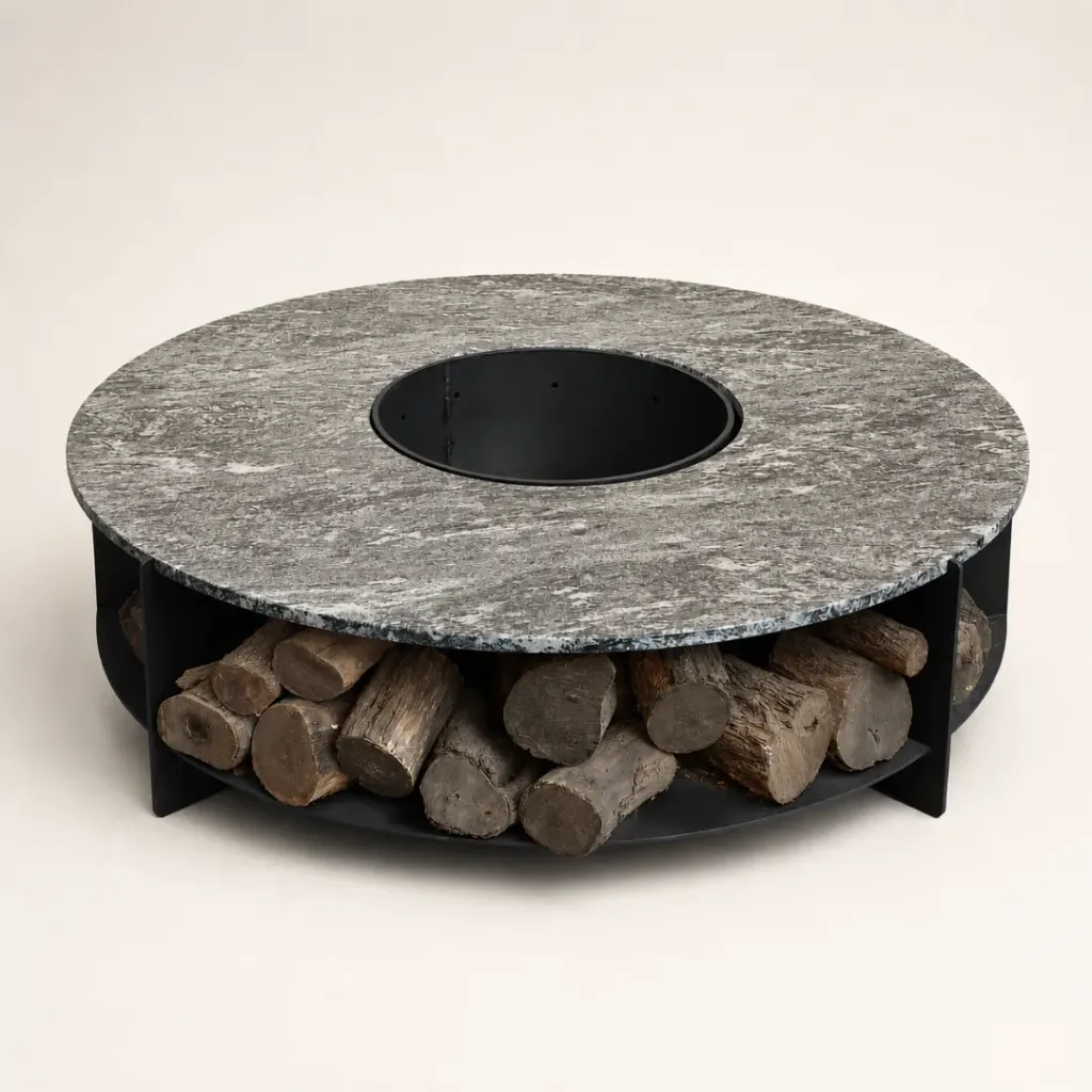 Brasero Firepit Metal Ø 150 cm Tapa Granito Negro Boreal Leather
