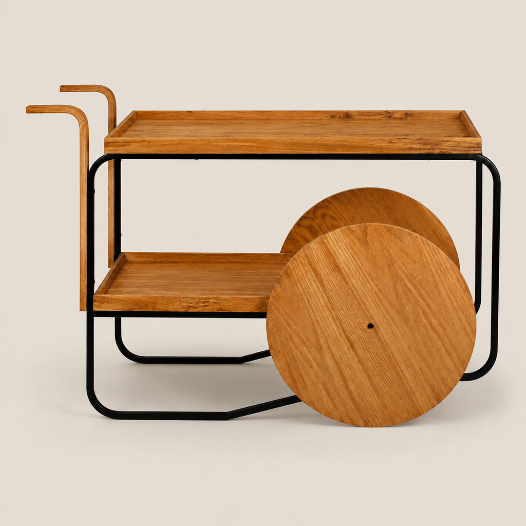Carro Bar Gold 116 x 46 cm onix metalizado Nogal