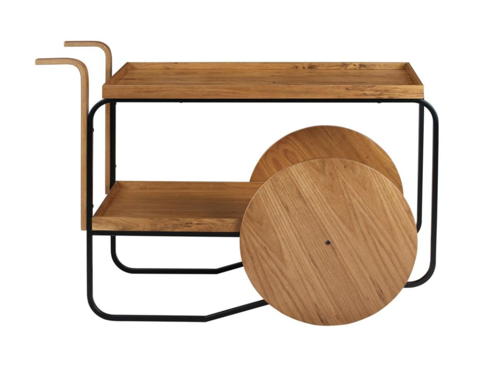 Carro Bar Gold 116 x 46 cm onix metalizado Nogal