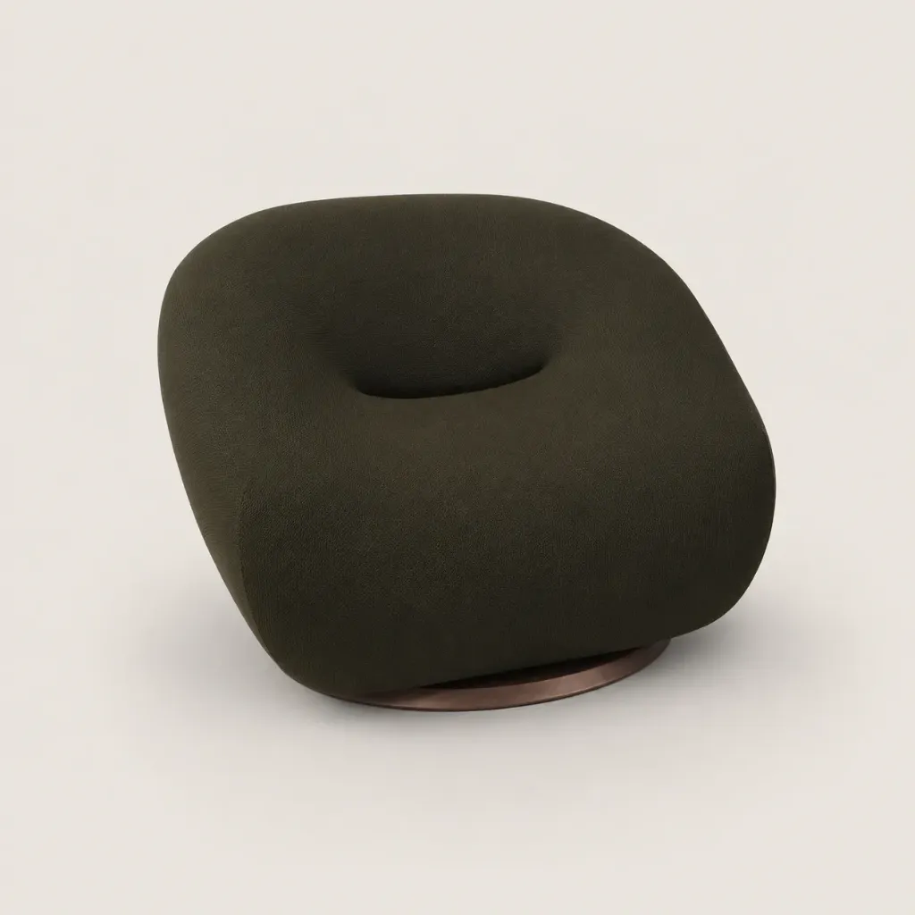 Poltrona Eterea Giratoria con Base Natural (Cinza)
