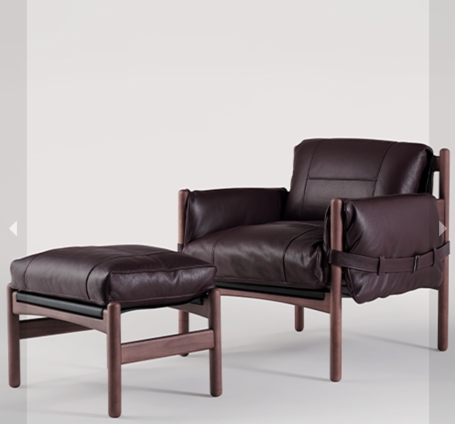 Poltrona Muar con apoyapies Space Grey Cuero Berenjena