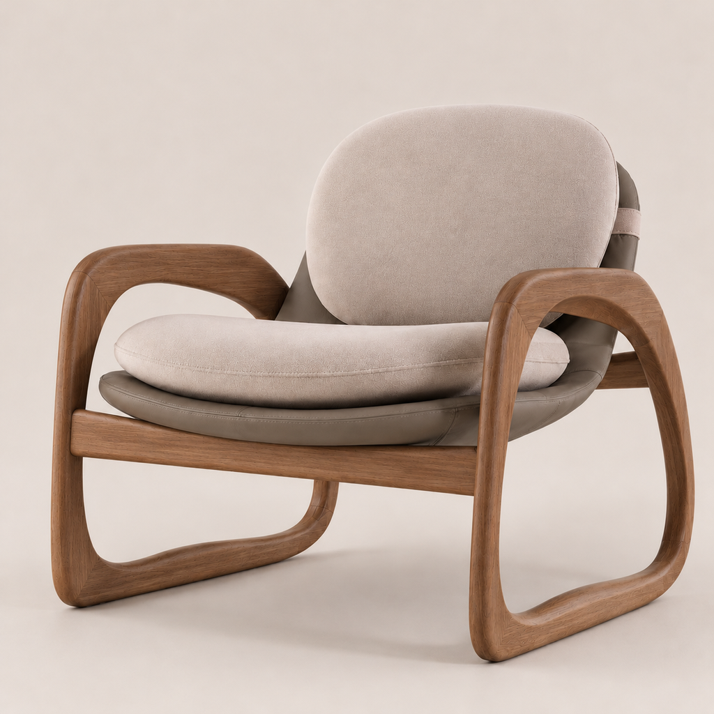 Poltrona Ámbar Natural Base (Tela 1198) Resto (Tela 5053)