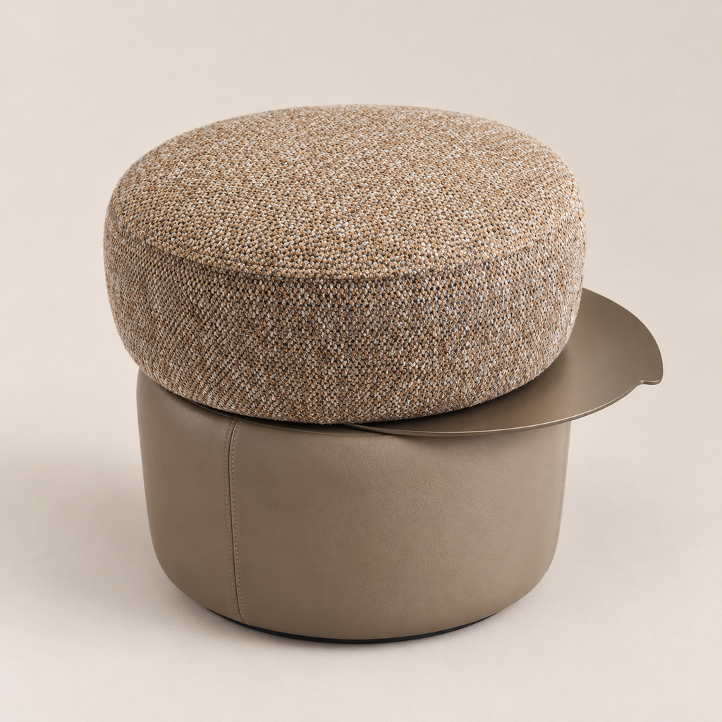 Puf Duo Mesa Abierta Base Negra Asiento (Tela 7068) Resto (Tela 1110) Marrón